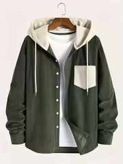 Corduroy Hooded Shirt Jacket – Casual Button-Up Hoodie