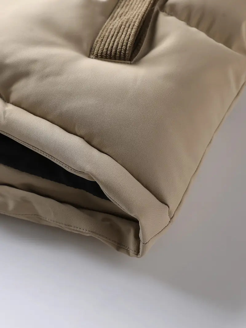 Italia Puffer Jacket – Hooded Quilted Winter Coat with Corduroy Panel