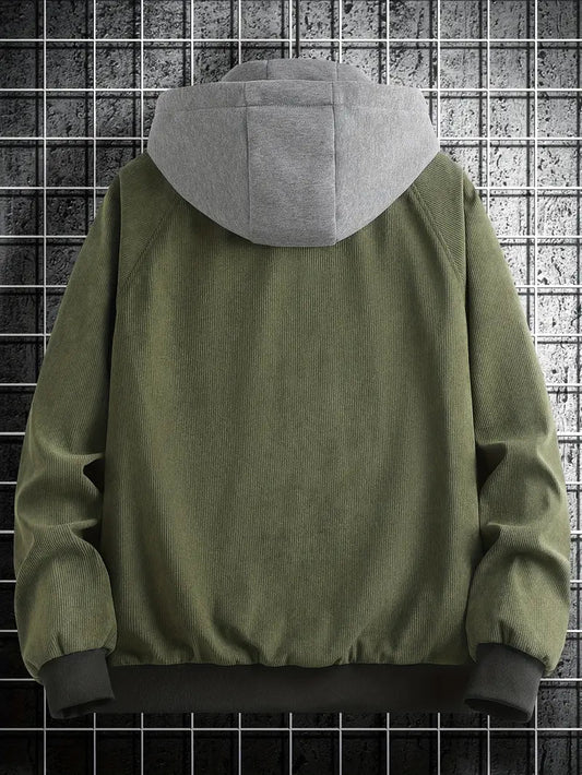 Corduroy Hooded Jacket – Casual Button-Up Winter Coat