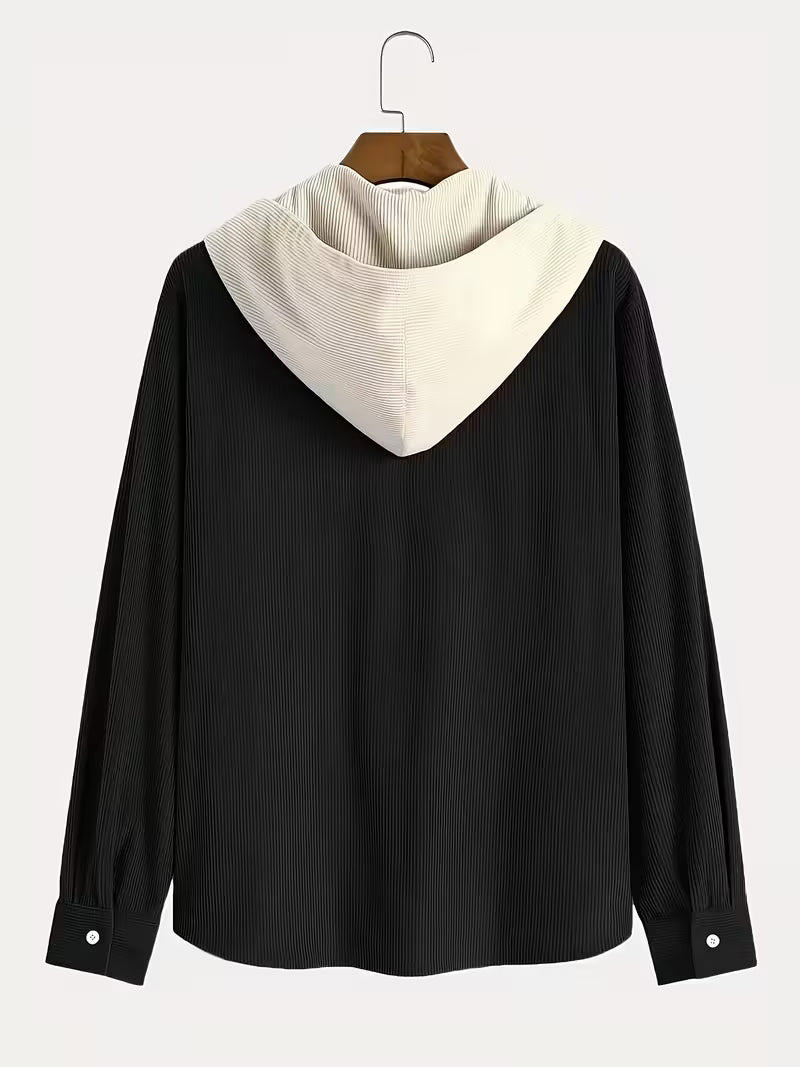 Corduroy Hooded Shirt Jacket – Casual Button-Up Hoodie