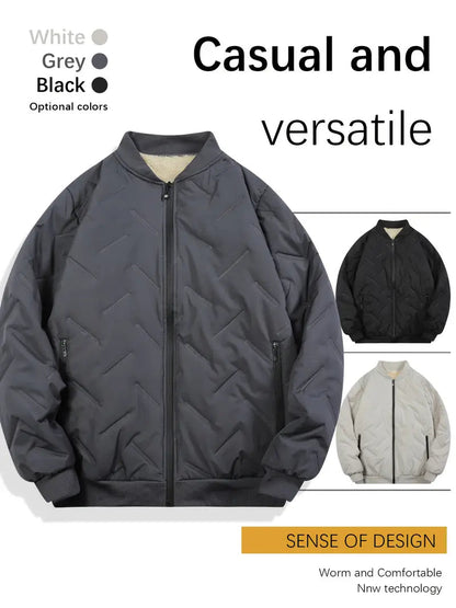 Fleece Lined Bomber Jacket – Warm Quilted Zip-Up Winter Coat