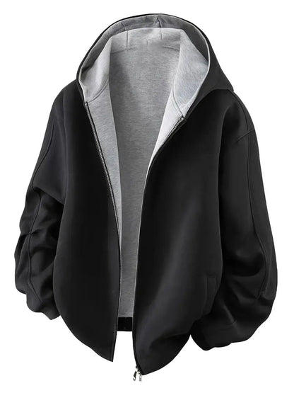 Zip-Up Hooded Jacket – Casual Lightweight Hoodie Coat
