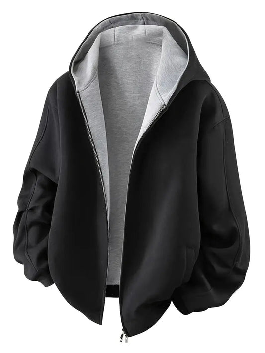 Zip-Up Hooded Jacket – Casual Lightweight Hoodie Coat