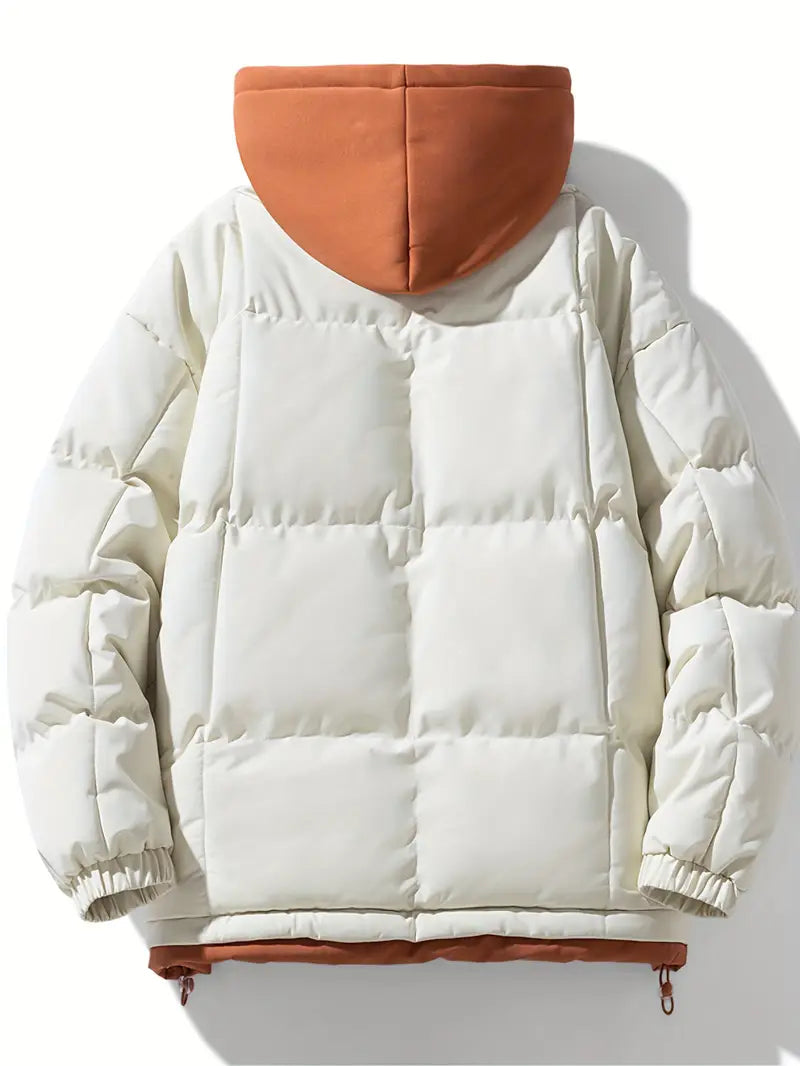 Hooded Puffer Jacket – Warm Quilted Winter Coat with Drawstring Hood