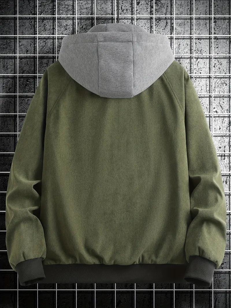 Corduroy Hooded Jacket – Casual Button-Up Winter Coat