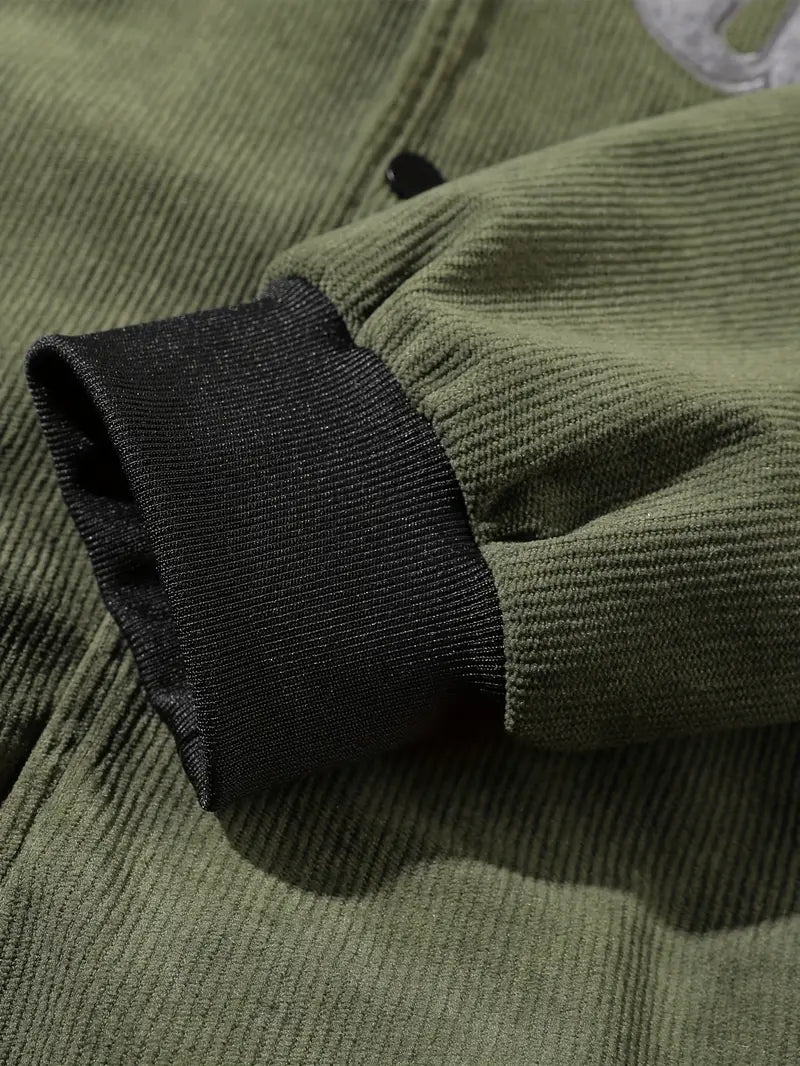 Corduroy Hooded Jacket – Casual Button-Up Winter Coat