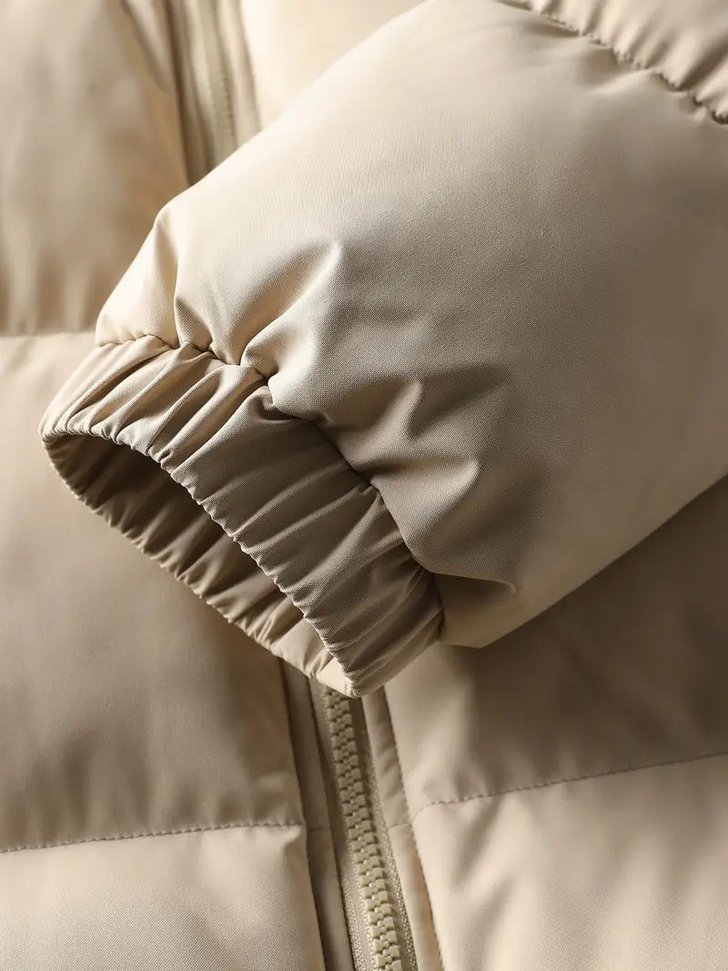 Italia Puffer Jacket – Hooded Quilted Winter Coat with Corduroy Panel