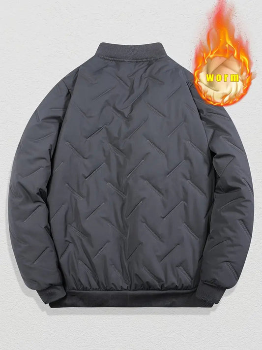 Fleece Lined Bomber Jacket – Warm Quilted Zip-Up Winter Coat