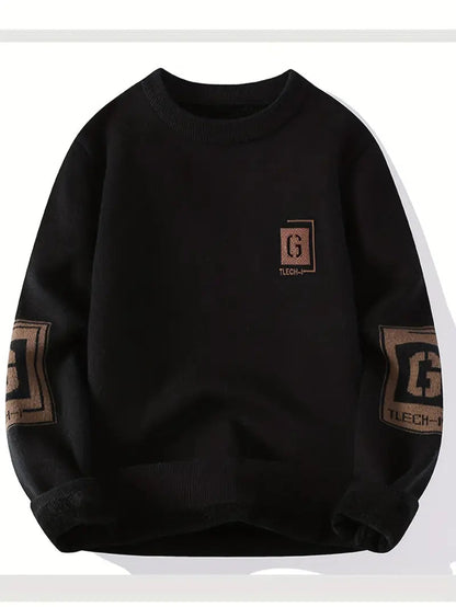 Black Graphic Crewneck Sweater – Streetwear Pullover