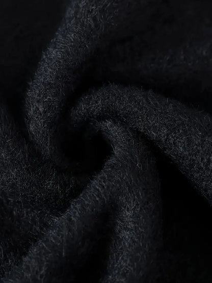 Textured Knit Sweater – Black Contrast Sleeve Crewneck Pullover