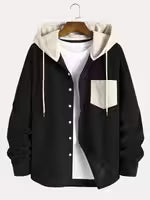 Corduroy Hooded Shirt Jacket – Casual Button-Up Hoodie