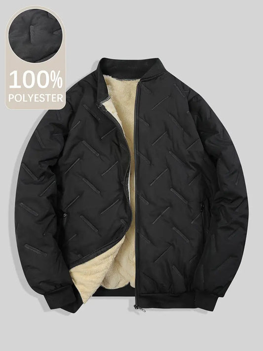 Fleece Lined Bomber Jacket – Warm Quilted Zip-Up Winter Coat