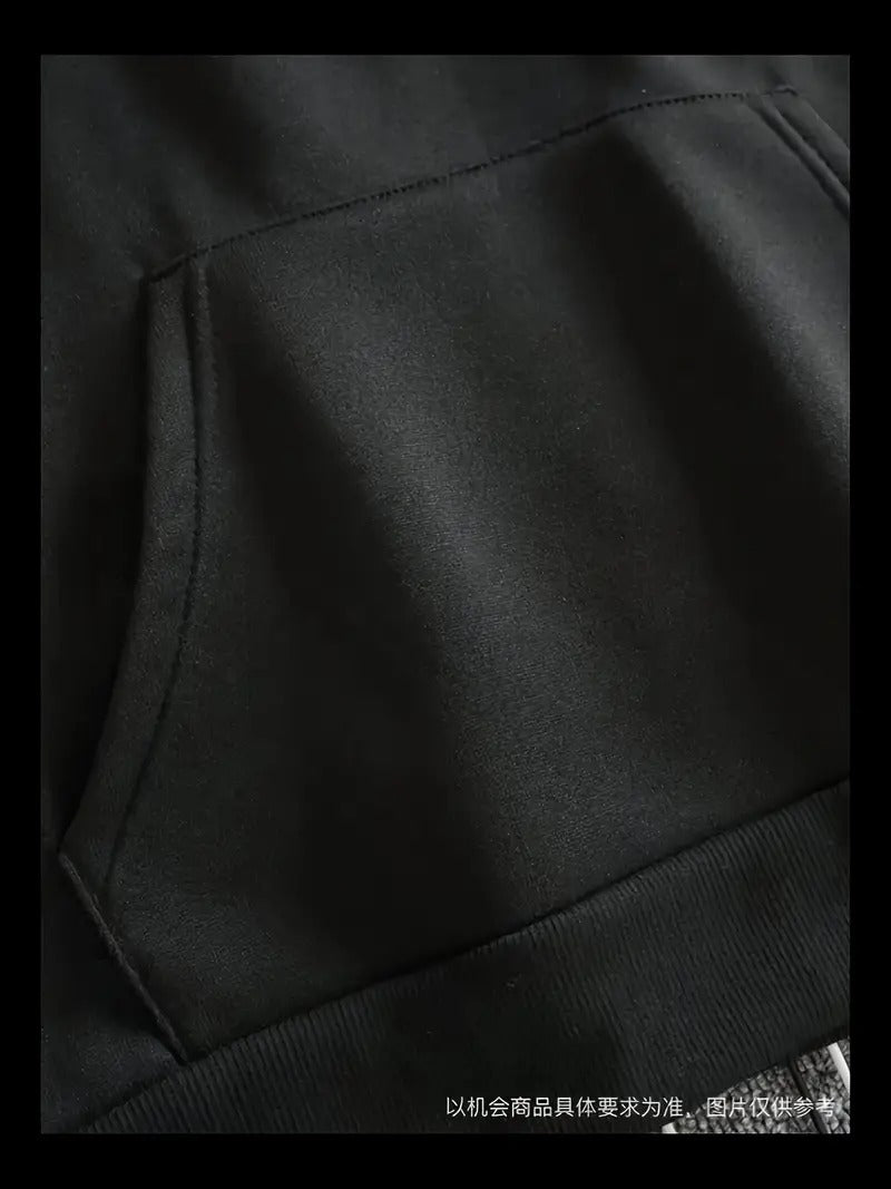 Men’s Layered Hoodie T-Shirt – Plaid Sleeve Casual Hooded Top