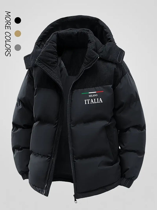 Men’s Hooded Puffer Jacket – Milano Italia Winter Jacket with Warm Padding