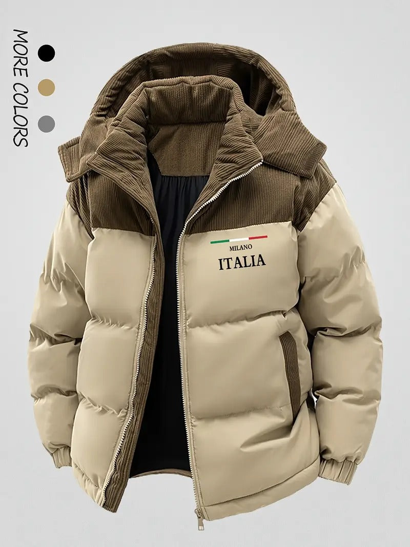 Men’s Hooded Puffer Jacket – Milano Italia Winter Jacket with Warm Padding