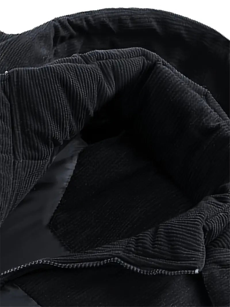 Men’s Hooded Puffer Jacket – Two-Tone Winter Jacket with Corduroy Collar