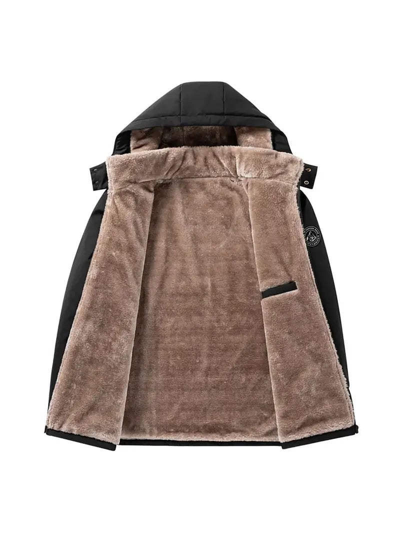 Men’s Fleece-Lined Hooded Winter Jacket – Ultra Warm Padded Jacket