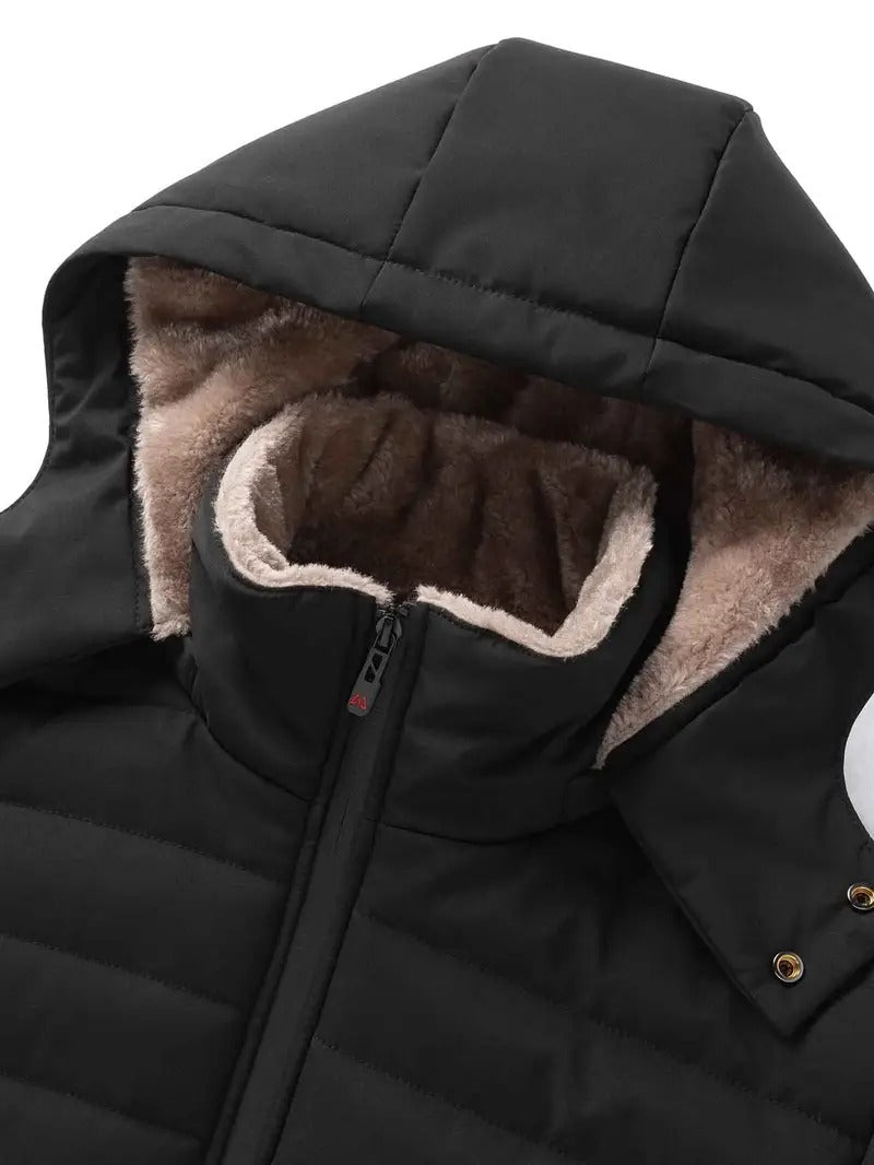 Men’s Fleece-Lined Hooded Winter Jacket – Ultra Warm Padded Jacket
