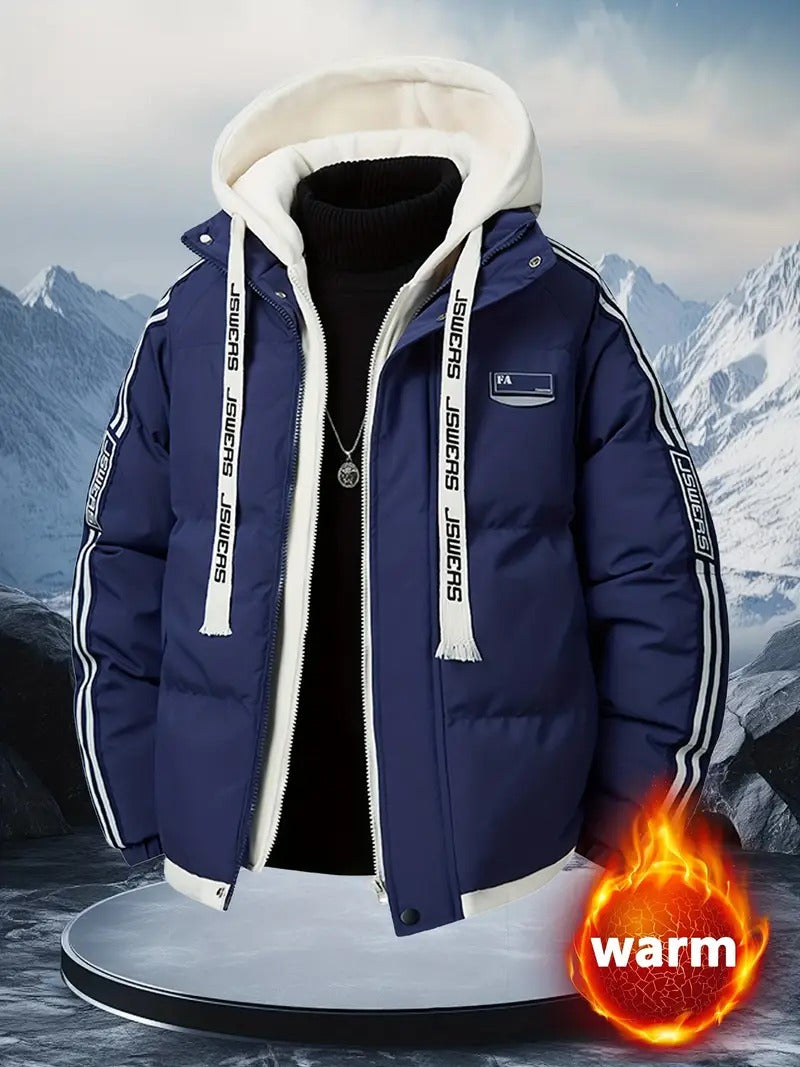 Men’s Hooded Puffer Jacket – Extra Warm Winter Jacket with Contrast Hoodie