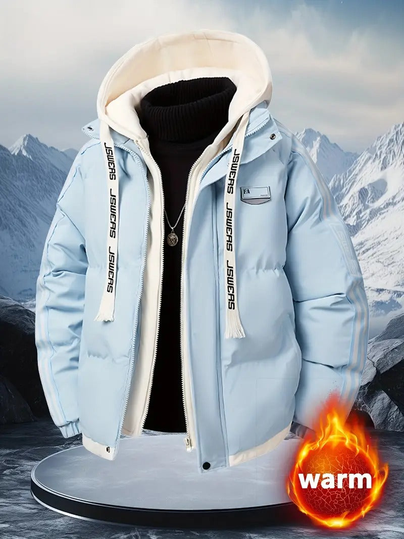 Men’s Hooded Puffer Jacket – Extra Warm Winter Jacket with Contrast Hoodie